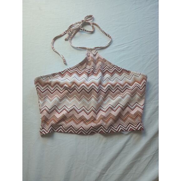 Sadie & Sage Tops - Sadie & Sage Cropped Halter Top Women Size Small NWT Brown Tan Festival